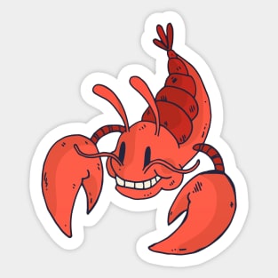 Cute Smiling Lobster Cartoon Sticker
